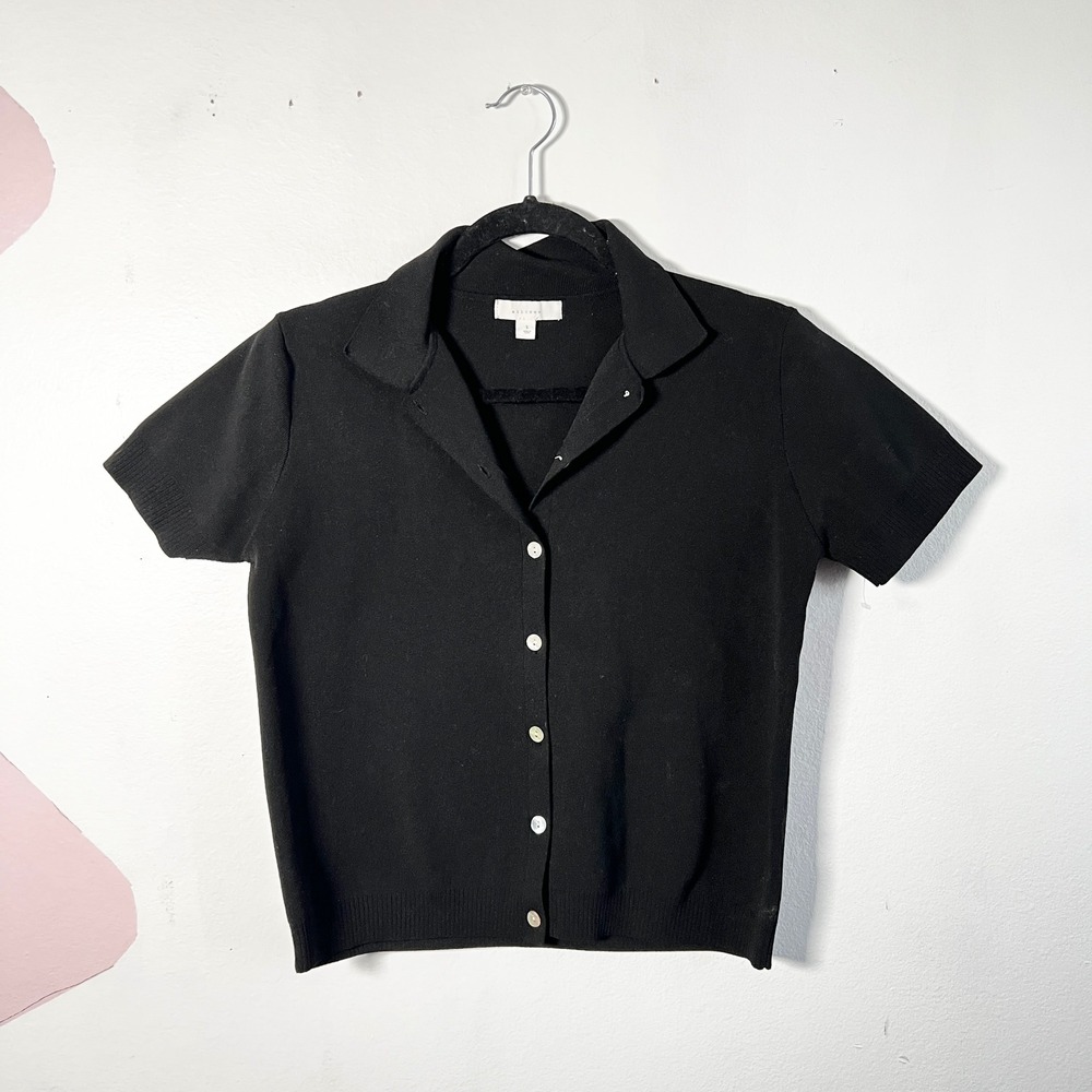 All:Row Button Up Top Women Small Black Casual Minimalist